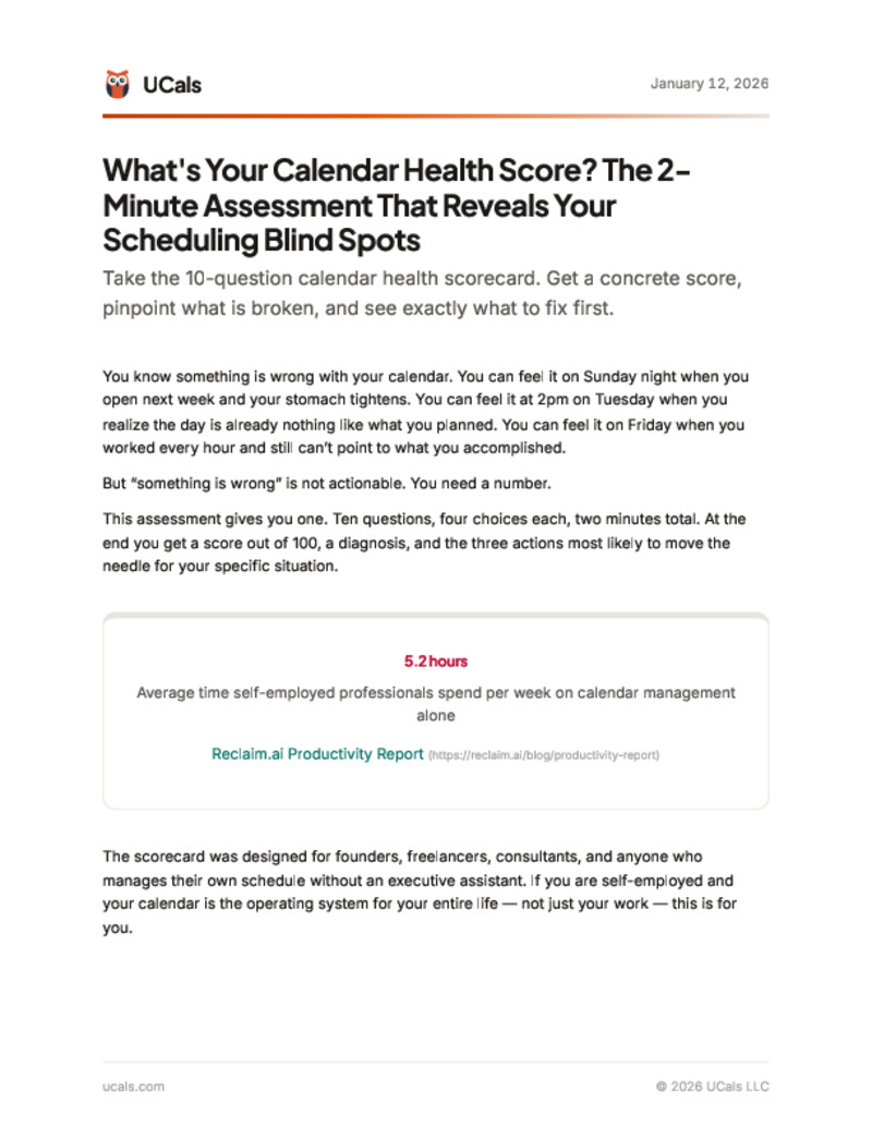 What's Your Calendar Health Score? The 2-Minute Assessment That Reveals Your Scheduling Blind Spots