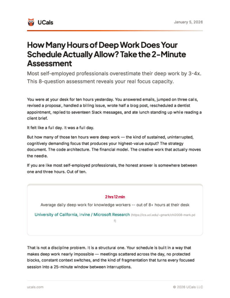 How Many Hours of Deep Work Does Your Schedule Actually Allow? Take the 2-Minute Assessment