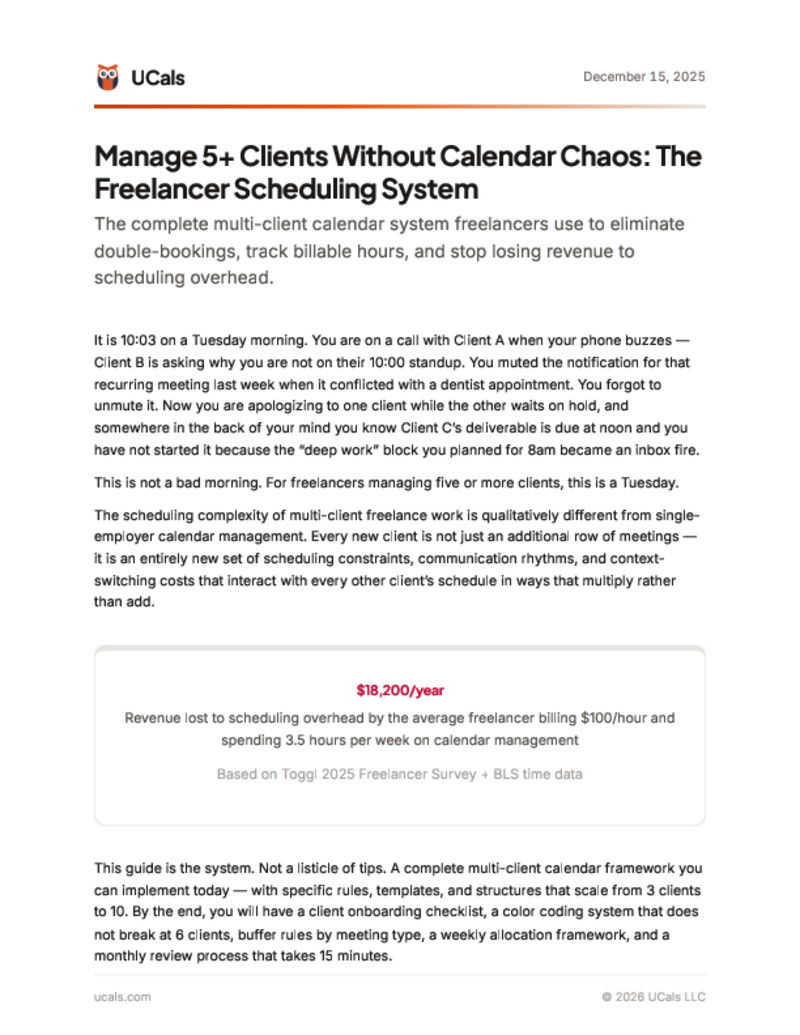 Manage 5+ Clients Without Calendar Chaos: The Freelancer Scheduling System