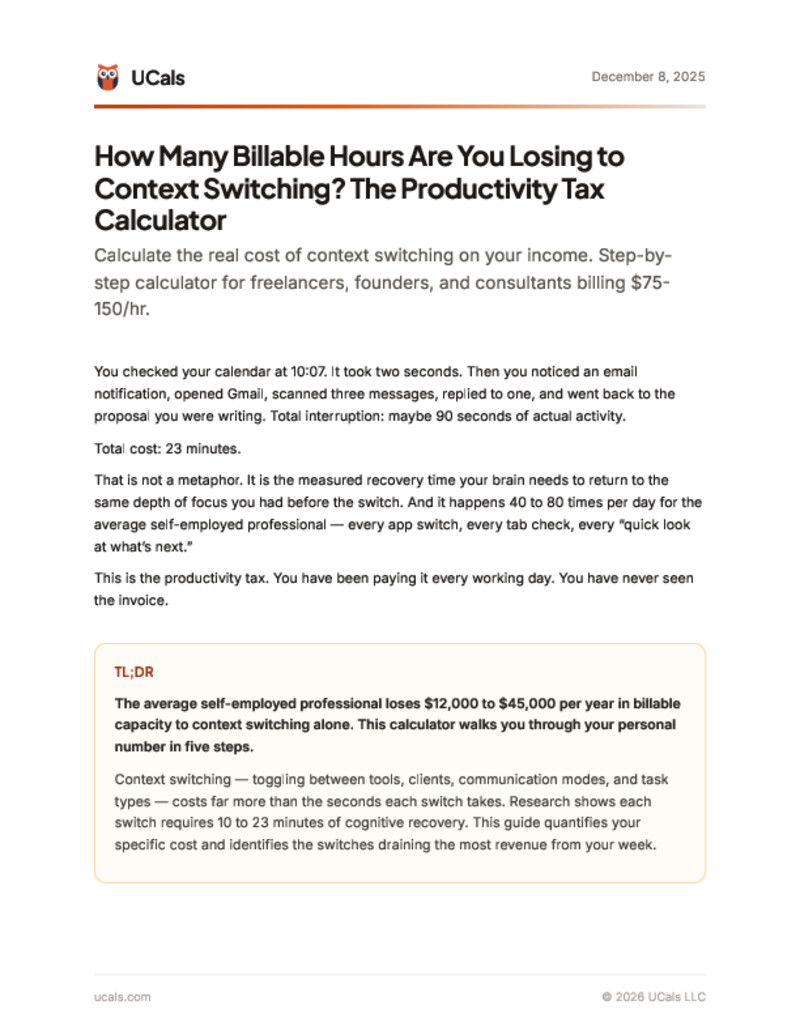How Many Billable Hours Are You Losing to Context Switching? The Productivity Tax Calculator