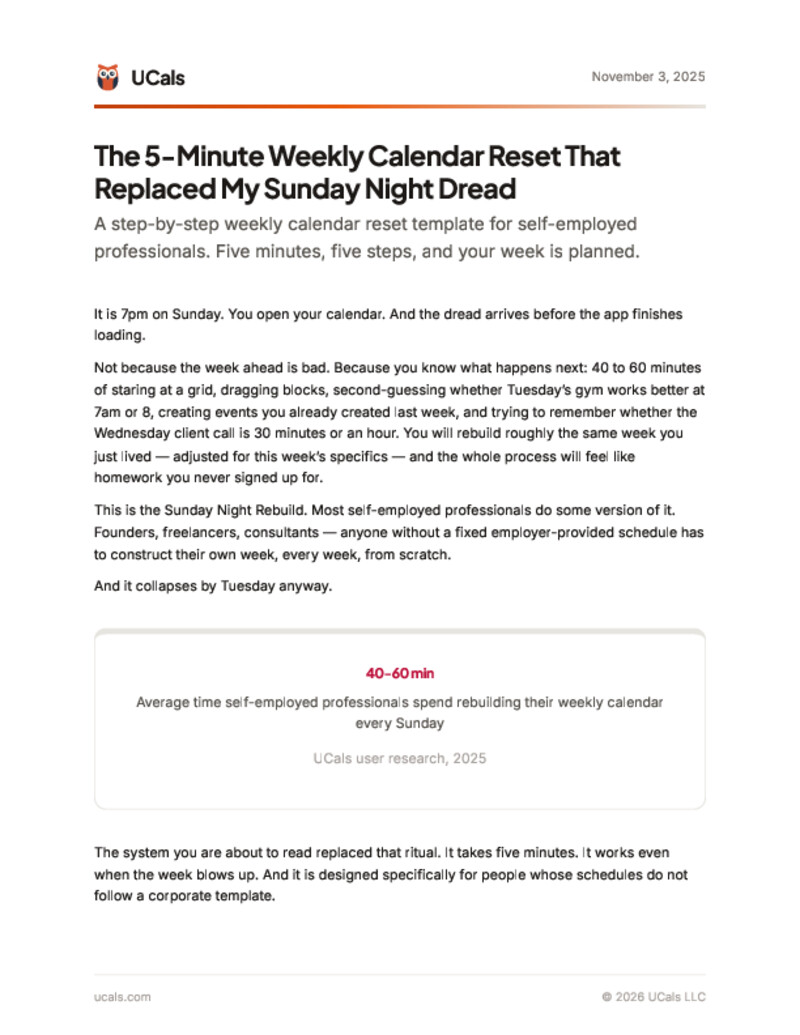 The 5-Minute Weekly Calendar Reset That Replaced My Sunday Night Dread