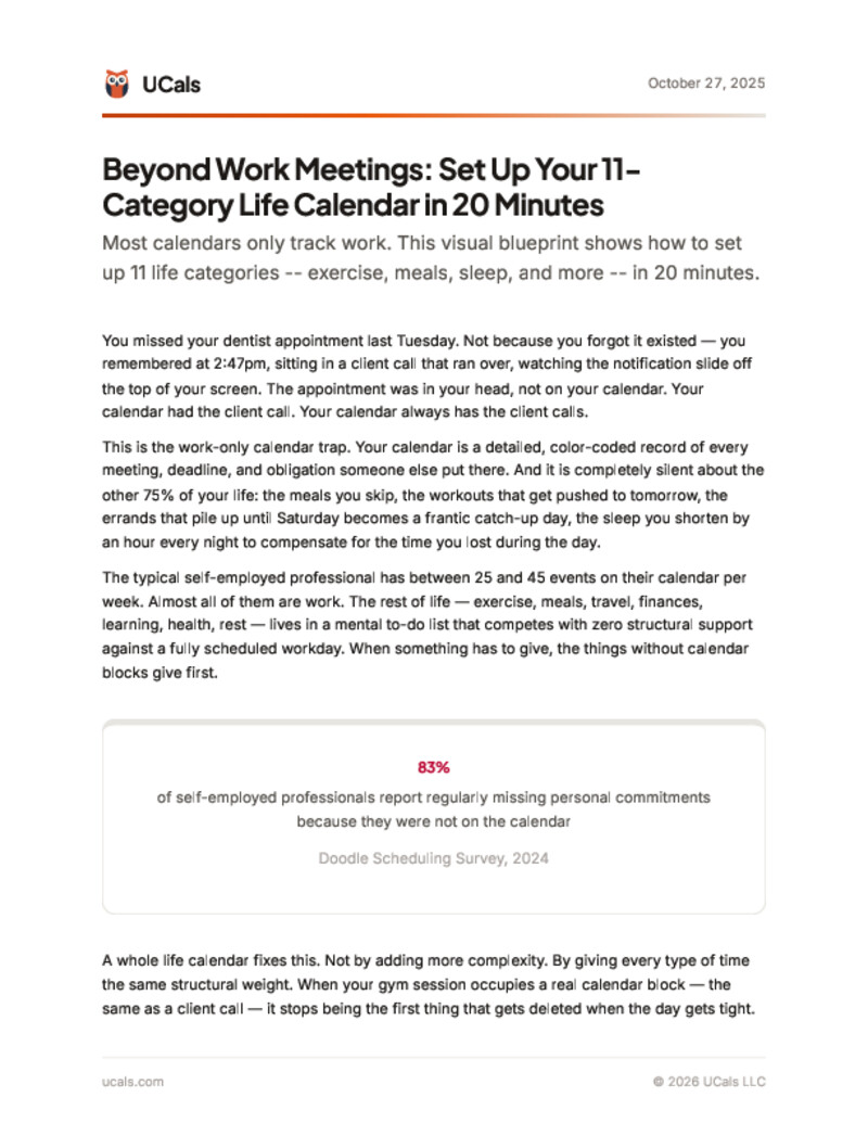 Beyond Work Meetings: Set Up Your 11-Category Life Calendar in 20 Minutes